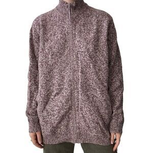 Brooks Brothers Womens Burgundy Heathered Merino Wool Blend Cardigan XL